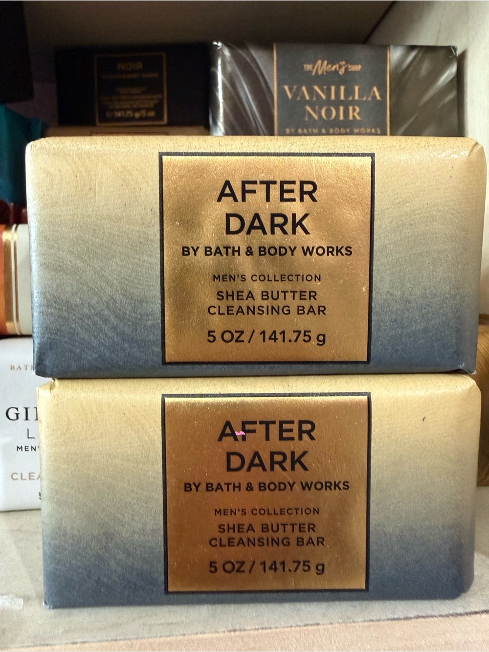 2 Bath & Body Works After Dark Shea Butter Cleansing Bar - Gold/Black